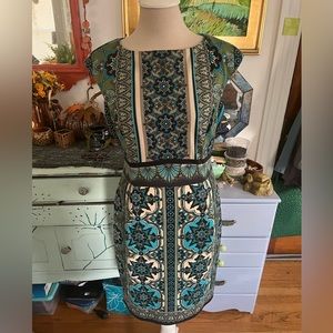 London Times Sheath Dress 8 Boho Floral Fully Lined Business Wear Party VGUC